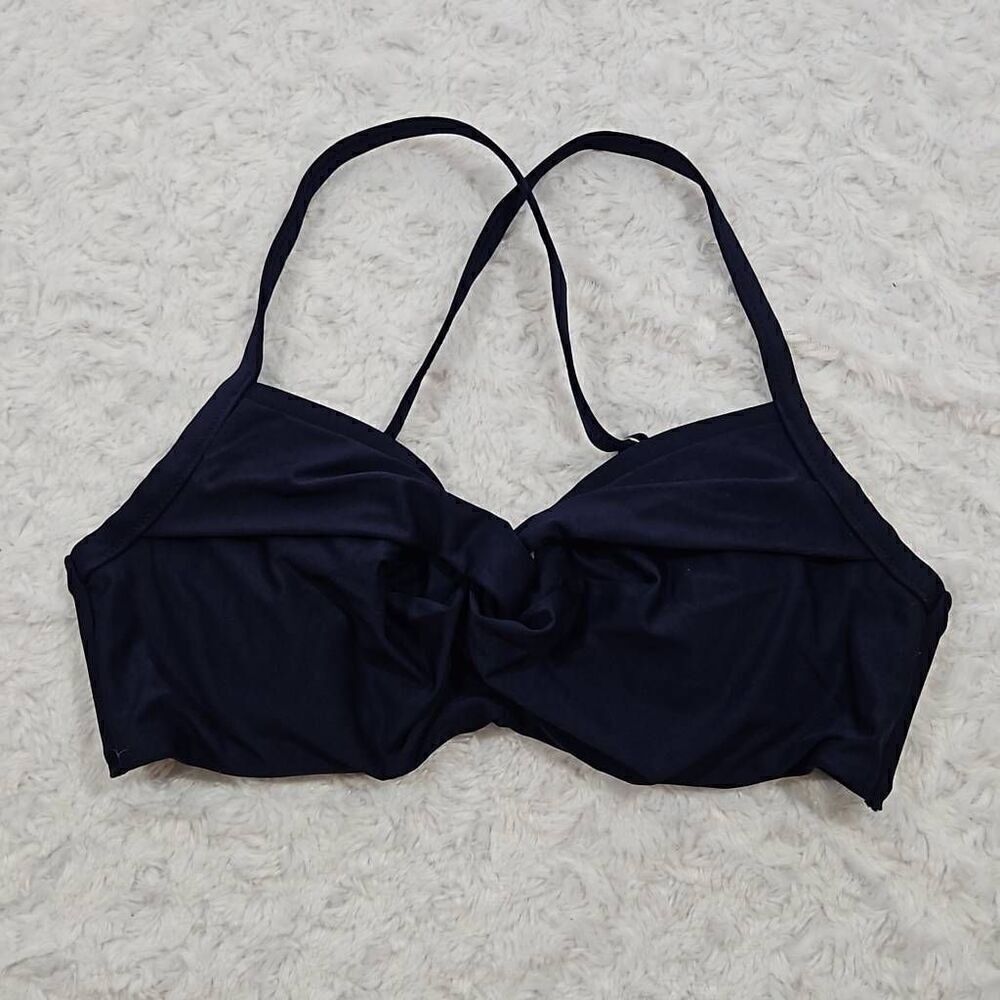 Athleta Womens Size 34 B/C Black Twist Front Underwire Padded Beach Bikini Top